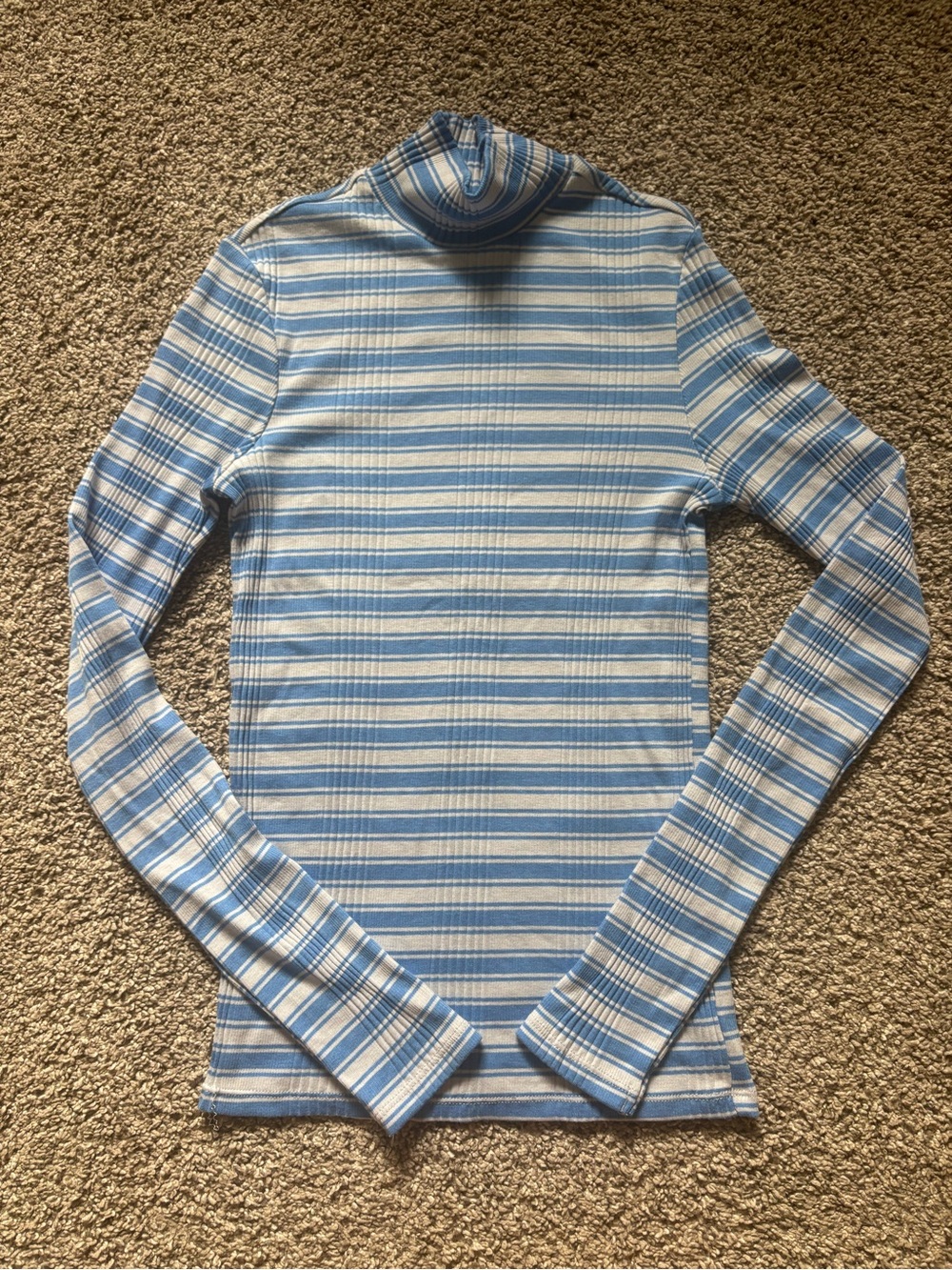 NWOT Striped Blue & White Turtleneck Long Sleeve Top from PINK